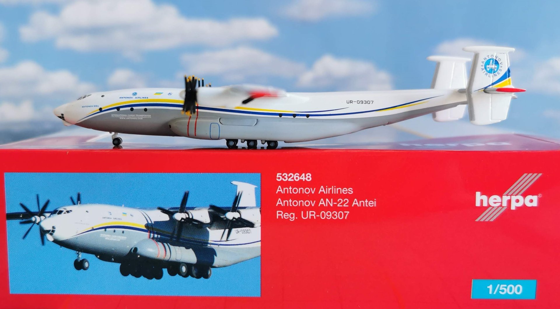 Herpa 532648-1/500 Antonov Airlines Antonov an-22 proportion-Neuf 
