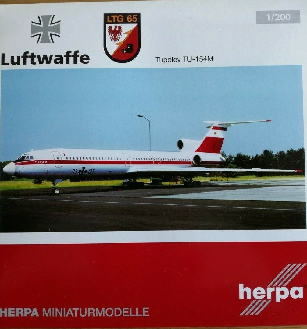 11+01 Herpa Wings 556460 Luftwaffe LTG 65 Tupolev TU-154M 1:200 NEU Reg 