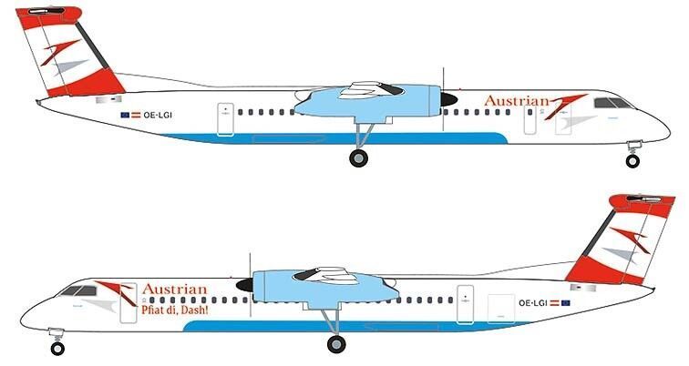 Herpa Wings 1:500 Bombardier Q400 Austrian Airlines Pfiat Di, Dash!
