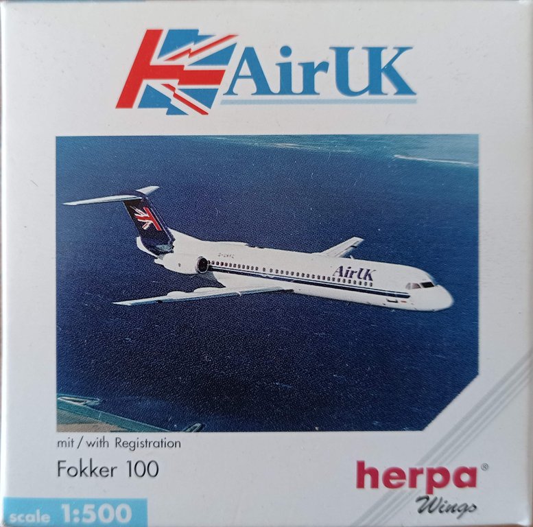 Herpa Wings 1:500 Air UK Fokker100 G-UKFC 509244
